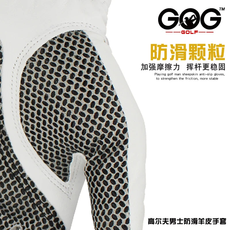 Pack 1 Pcs Golf Gloves Men Left/Right Hand Soft Breathable Pure Sheepskin Leather With Anti-Slip Granules Men Golf Glove