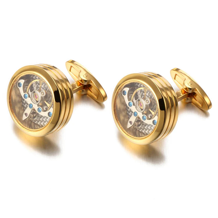 High Quality Movement Tourbillon Cufflinks for Mens Wedding Groom Mechanical Watch Steampunk Gear Cufflinks Relojes Gemelos