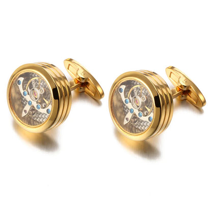 High Quality Movement Tourbillon Cufflinks for Mens Wedding Groom Mechanical Watch Steampunk Gear Cufflinks Relojes Gemelos