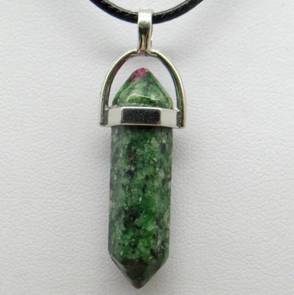 1PCS Natural Stone Quartz Crystal Opal Agates Hexagonal Column Pendulum Pendant Leather Chains Necklace Fashion Charms Pendant