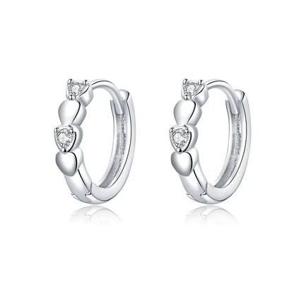 BAMOER 925 Sterling Silver Heart to Heart Hoop Earrings Silver for Women Sterling Silver Jewelry Valentine's Day