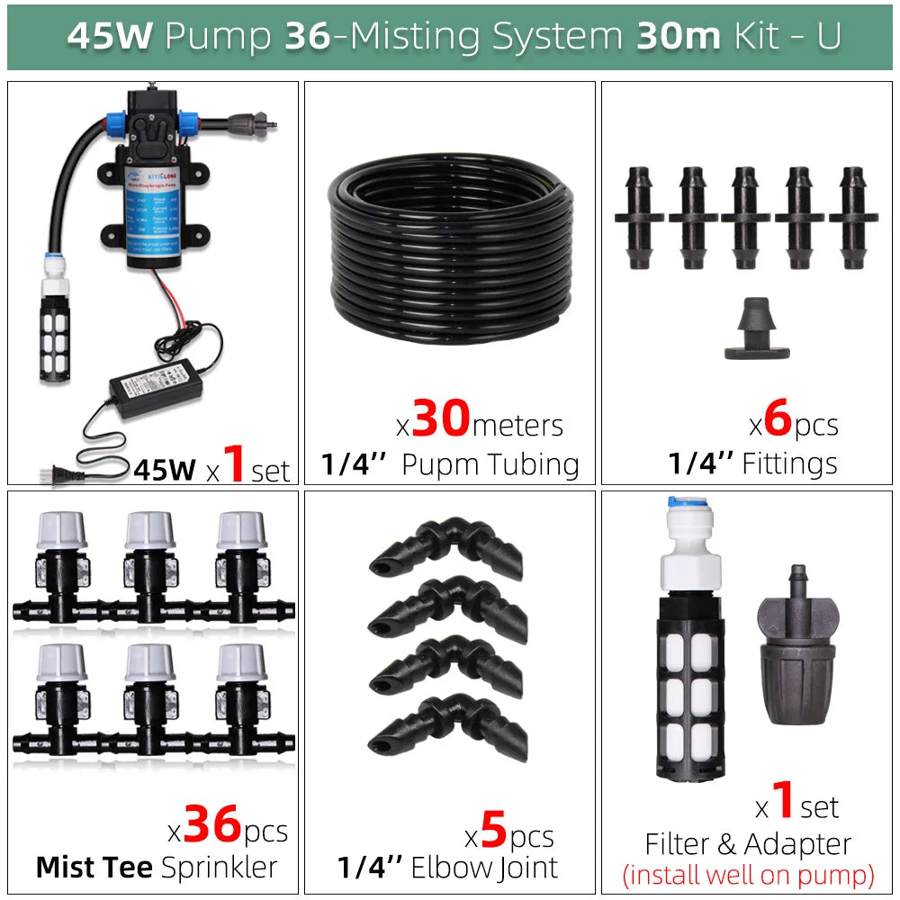 MUCIAKIE 50m-5m DIY Drip Irrigation System Automatic Watering Garden Hose Micro Drip Watering Kits With Adjustable Drippers