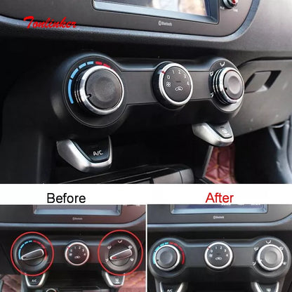 Tonlinker Interior Air Conditioning Knob Cover Sticker for KIA RIO K2KXCROSS 2017-19 Car Styling 2 PCS ABS Plastic Cover Sticker