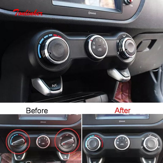 Tonlinker Interior Air Conditioning Knob Cover Sticker for KIA RIO K2KXCROSS 2017-19 Car Styling 2 PCS ABS Plastic Cover Sticker