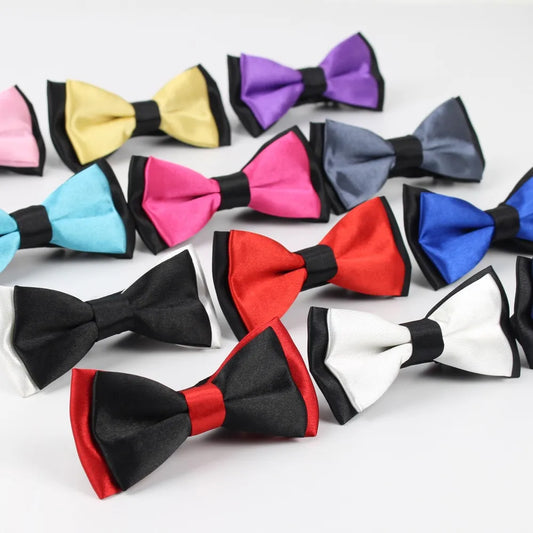 Classic Kid Suit Neckwear Baby Boy's Girls Fashion Solid Color Adjustable BowtiE Chlidren Two Tone Pet Dog Cat Bow Tie