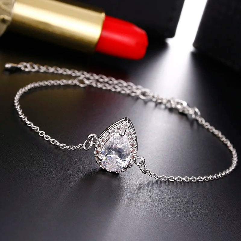 Nigerian Water Drop Cubic Zirconia Wedding Jewelry Sets Inlay Luxury Crystal Bridal Jewelry Set for Bridesmaids AS099