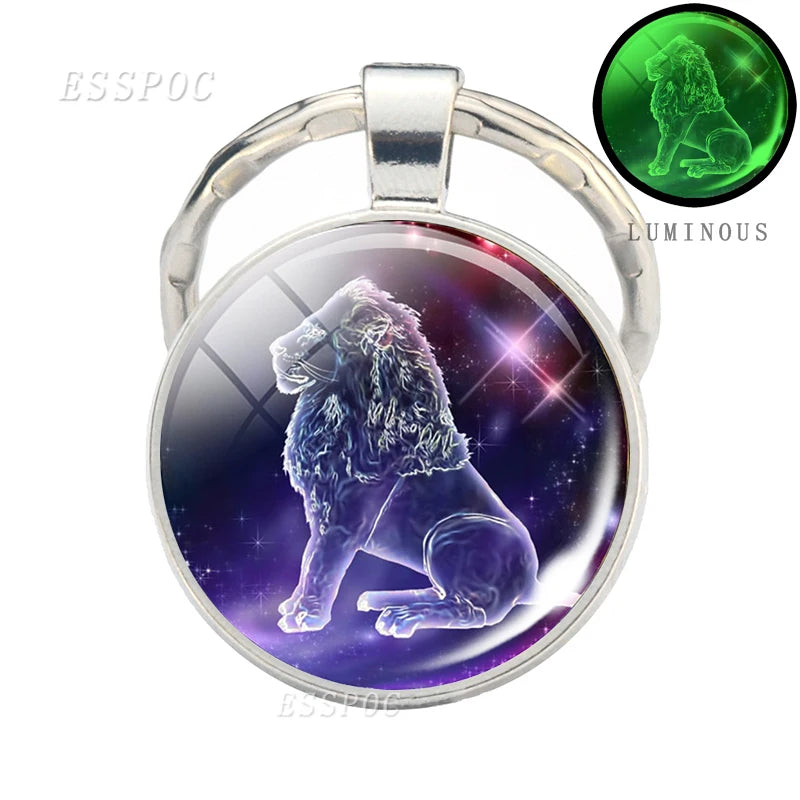 Luminous 12 Zodiac Signs Keychain Constellation Key Chain Leo Libra Virgo Sagittarius Zodiac Jewelry Birthday