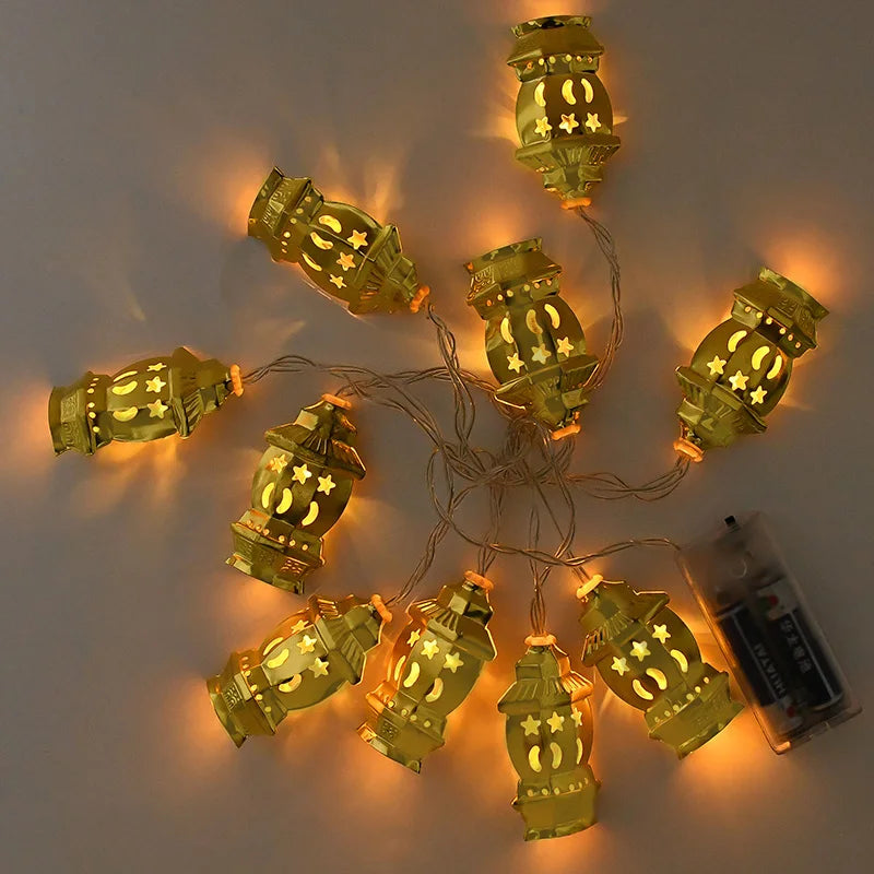 Ramadan Decoration Plastic Lantern Led String Lights Ramadan Kareem Decor Eid Mubarak Al-Fitr Eid Festival Party Supplies