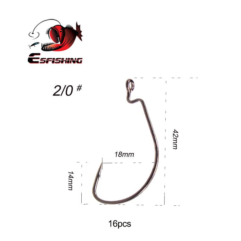KESFISHING Fishing Hook High Carbon Steel Wide Crank Offset Fishhook for Soft Worm Lure 1/0- 9/0 Bass Barb Wobbler