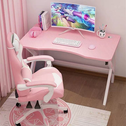 Pink Gaming Desk Girls Study Desk Laptop Table Computer Table White Live Gamer Home Live Desk Bedroom Desktop Gamer Desk