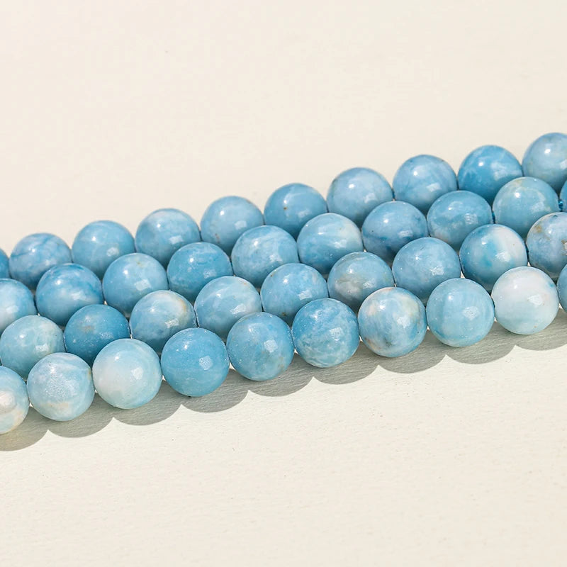 Natural Stone Sea Blue China Larimar Bead Round Loose Spacer Dyed Color Bead for Jewelry Making Diy Bracelet Neckace Accessory
