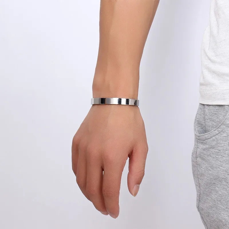 ZORCVENS Women and Men 8mm Width Surface Bracelet Bangle Stainless Steel Bracelet Men Silver Color/Gold/Black/Rose Gold 4 Color
