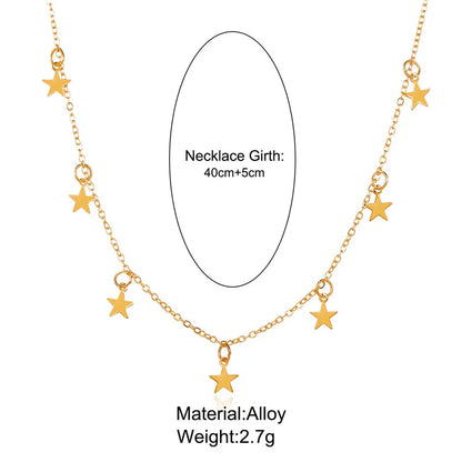 Gold Color Chain Tassel Star Choker Necklace for Women Boho Chocker Necklace Pendants on Neck Collier Femme Jewelry