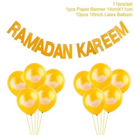 Eid Mubarak Banner Balloons Ramadan Kareem Islamic Muslim Party Decor Ramadan Decoration for Home 2024 Adha Aid Mubarak