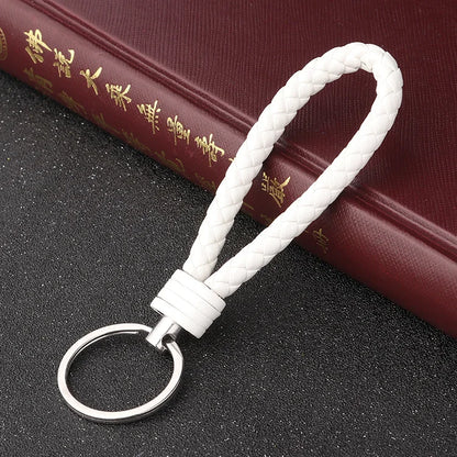 Handmade Knitted Rope Making Leather Rope Keychain for Women Men Rope for Hanging Bags Key Chain Porte Clef Chaveiro Keychains
