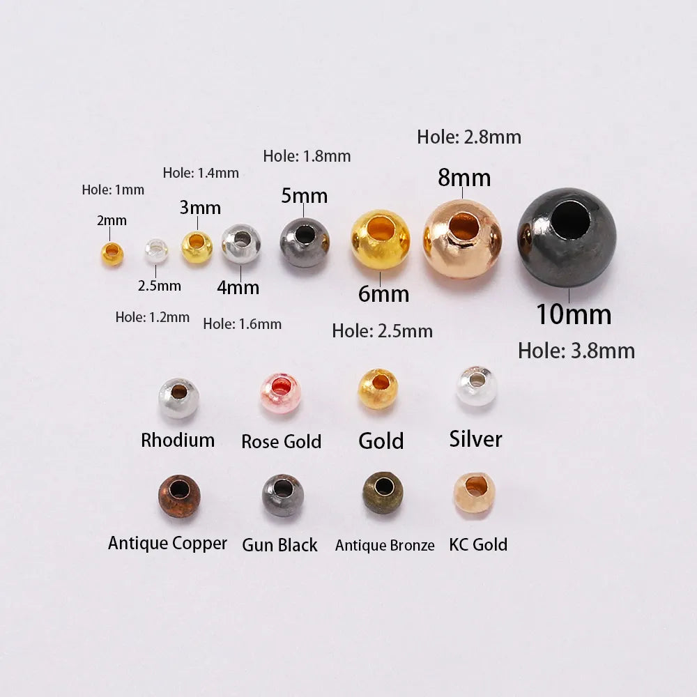 30-500pcs/Lot 2 2.5 3 4mm Gold Color Round Spacer Beads Ball End Seed Metal Bead for Jewelry Making Findings Accessories Supplie