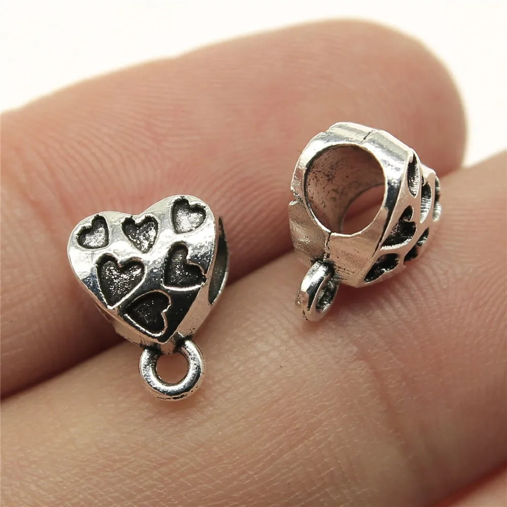 20pcs Connector Charms Bail Beads Antique Silver Color Bail Beads Charms Jewelry Findings DIY Bail Beads Charms Connector
