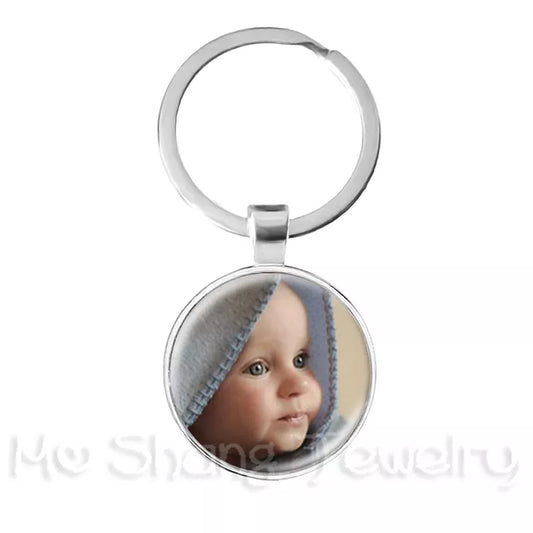 Personalized Custom Keychain Photo Mum Dad Baby Children Grandpa Parents Custom Designed Photo for Family Anniversary