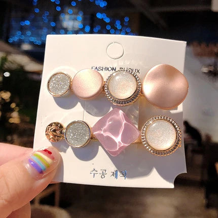 Hair Clips for Women Headband Hairpins Barrettes Pearl Geometric Girls Hairgrips Fashion Hair Jewelry Accessories 3pcs/Set