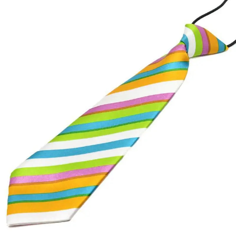 Pre-Tied Elastic Necktie Rainbow Stripes Leopard Apple Print Boys Kids Imitation Silk Ties Stage Performance Party Costume