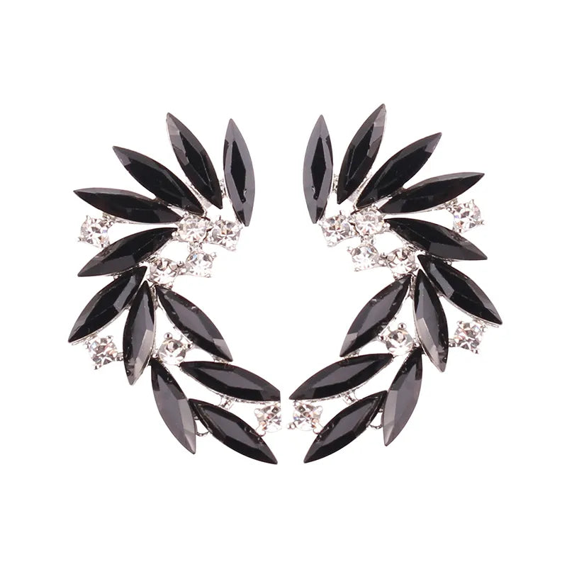 LUBOV Shining Rhinestone Wings Stud Earrings Acrylic Crystal Stone Women Piercing Earrings Trendy Wedding Jewelry Christmas