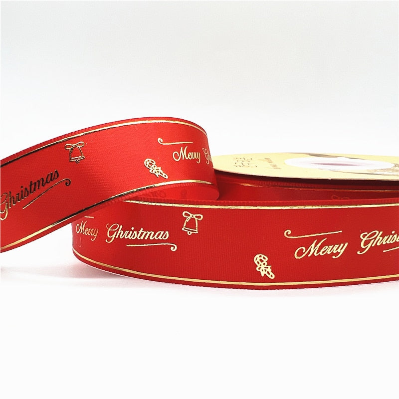 5yards 1inch 25mm Christmas Ribbon Printed Christmas Polyester Ribbon for Handmade Design Christmas Decoration DIY