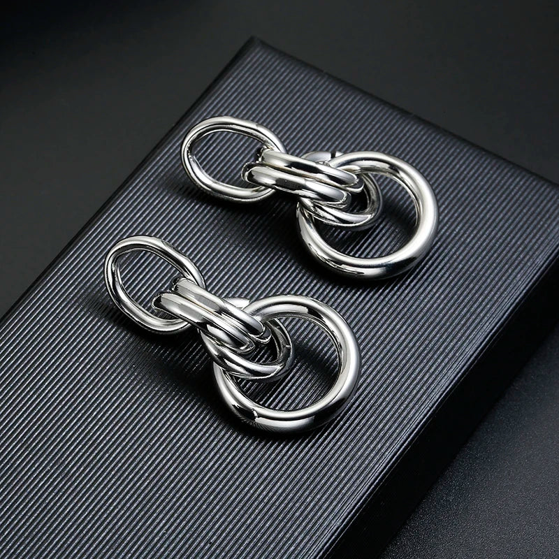 ZA Metal Maxi Statement Vintage Clip on Earrings Without Piercing  for Women Earrings Party Jewelry