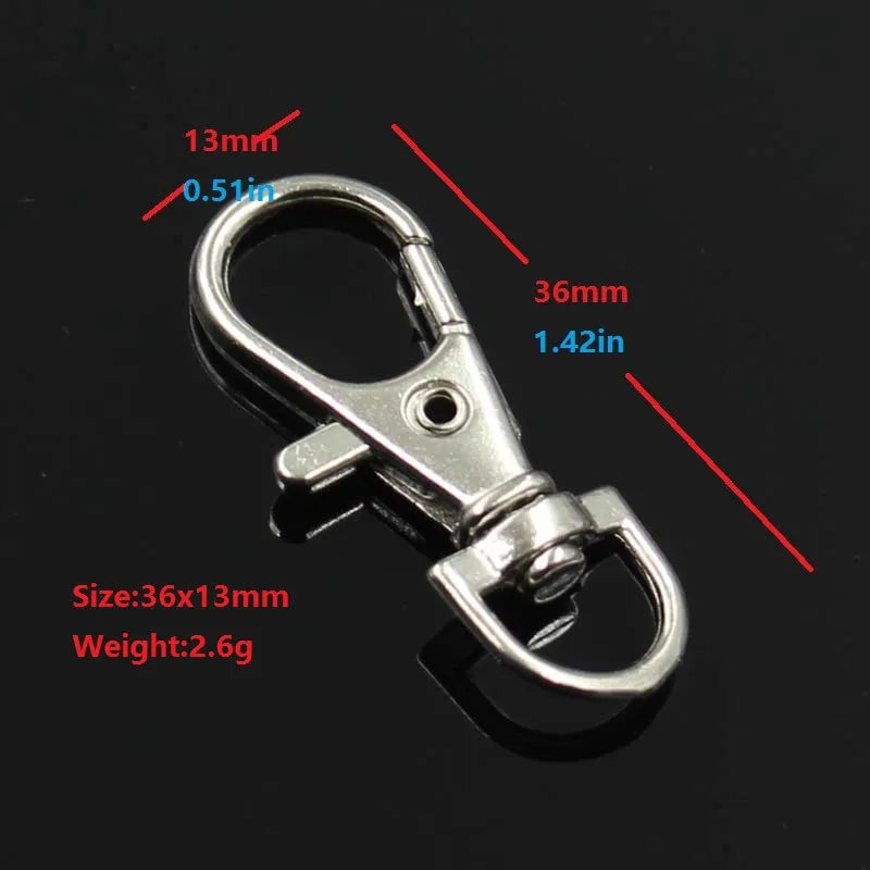 10pcs Silver Color Rhodium Lobster Clasp Clips Key Hook Keychain Split Key Ring Findings Clasps DIY Keychains Making