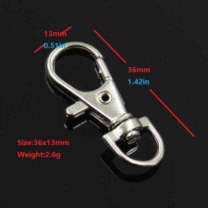 10pcs Silver Color Rhodium Lobster Clasp Clips Key Hook Keychain Split Key Ring Findings Clasps DIY Keychains Making