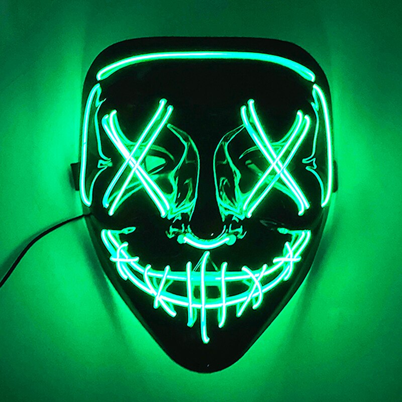 Neon Light LED Mask LED Halloween Scary Mask Cosplay Party Masque Masquerade Masks Halloween Costume Carnival Glow Party Props