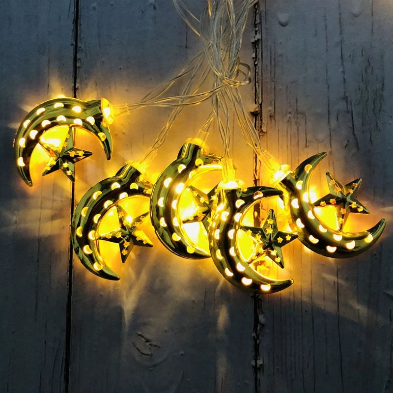 Ramadan Decoration Plastic Lantern Led String Lights Ramadan Kareem Decor Eid Mubarak Al-Fitr Eid Festival Party Supplies
