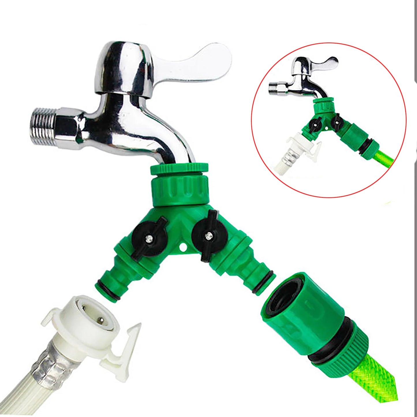 Y-Type Shunt Valve Garden Irrigation System Water Splitter 2 Way Y Shape Quick Connector Water Tap Adapter Water Controller