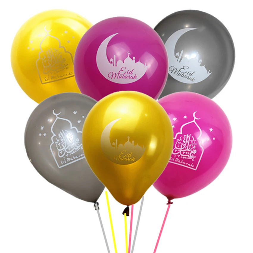 10pcs Transparent EID MUBARAK Decor Balloons Ramadan and Eid Decoration Muslim Islamic Decor Gold Balloon Ramadan Party Supplies