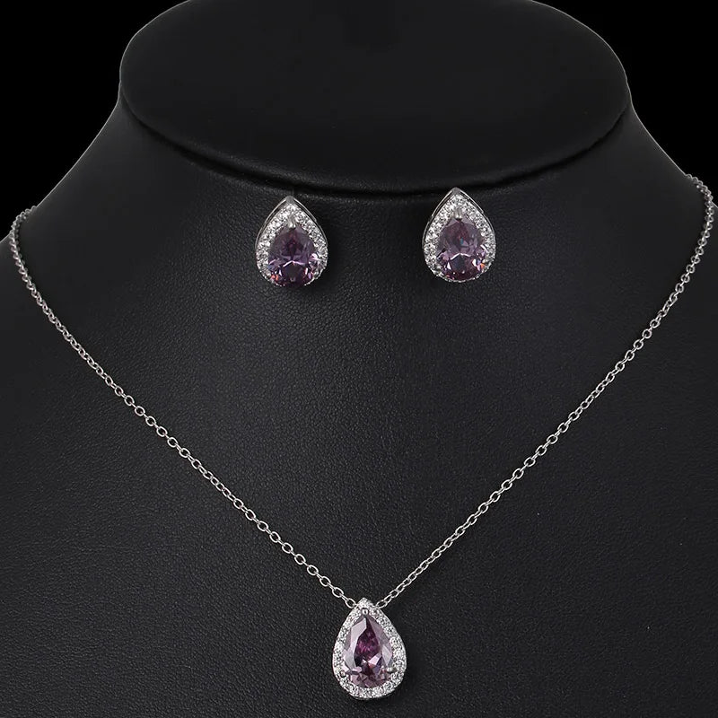 Nigerian Water Drop Cubic Zirconia Wedding Jewelry Sets Inlay Luxury Crystal Bridal Jewelry Set for Bridesmaids AS099