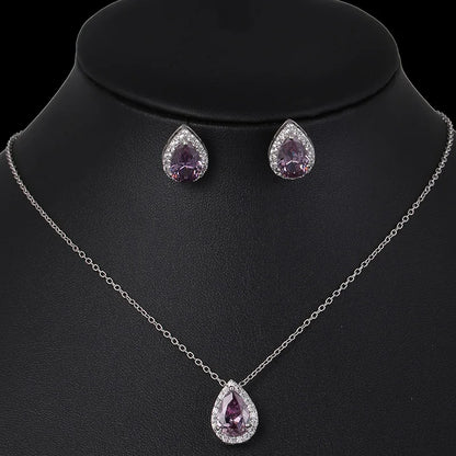 Nigerian Water Drop Cubic Zirconia Wedding Jewelry Sets Inlay Luxury Crystal Bridal Jewelry Set for Bridesmaids AS099