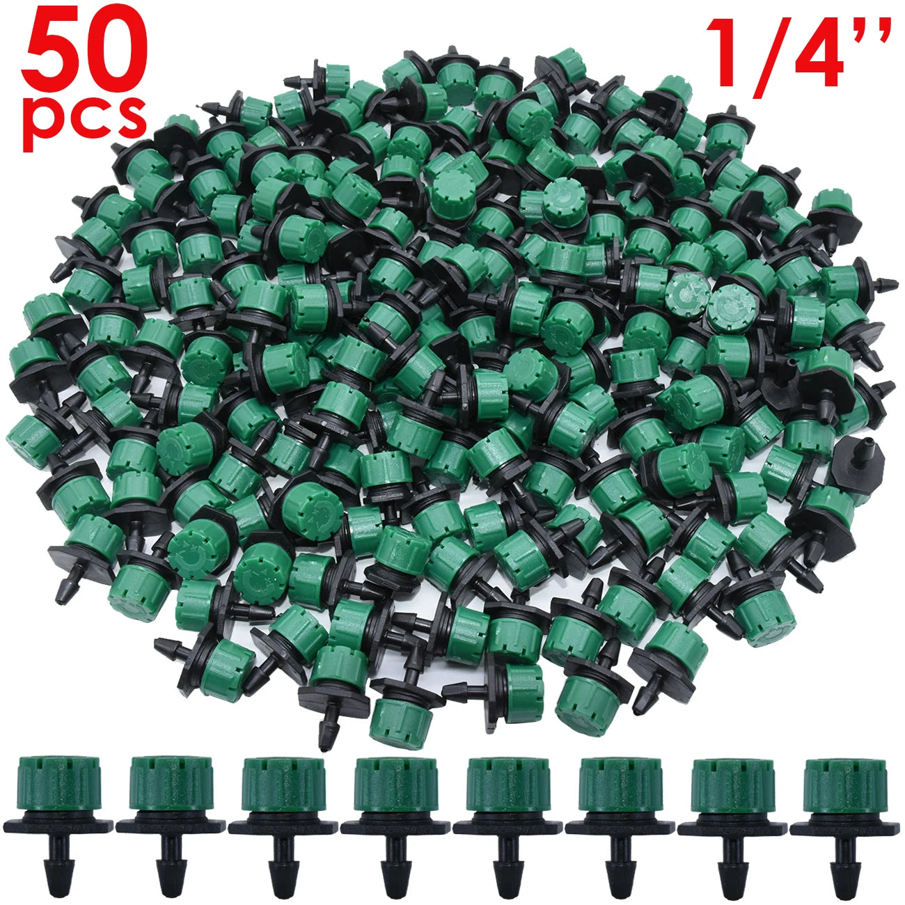 30-500pcs Adjustable 1/4 Irrigation Misting Dripper Sprinkler Head Micro Flow Drip Head Garden Watering Tool Lawn Greenhouse