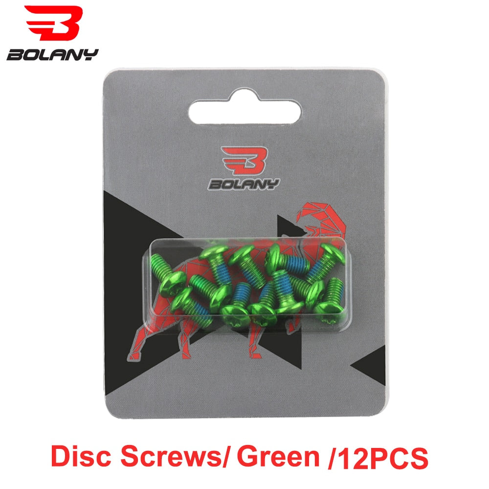 Bolany 12Pcs Bicycle Brake Disc Screws Bolt Rotor Replacement Cycling Colorful 1.8g for Mountain Bike Accessories