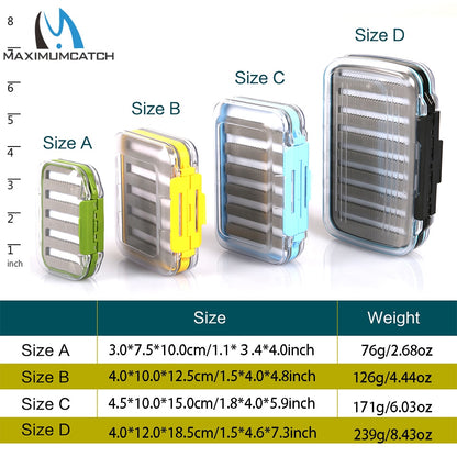Maximumcatch Fly Box Waterproof Slit Foam High Density 4 Size Fly Fishing Tackle Box