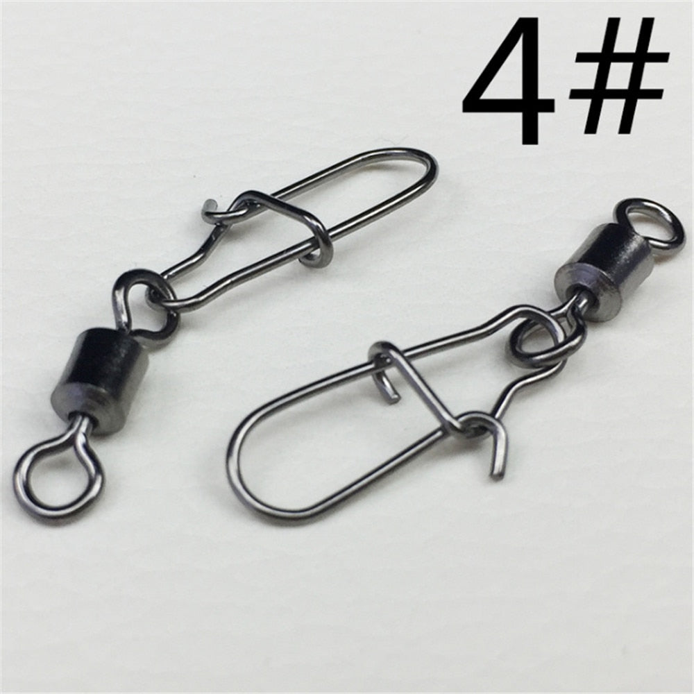 30pcs/Lot 2# -10# High Speed Spinner Fishing Rolling Swivel With Fast Lock Snap Hook Lure Connector Bait Terminal Fishing Tackle