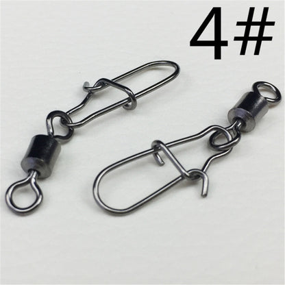 30pcs/Lot 2# -10# High Speed Spinner Fishing Rolling Swivel With Fast Lock Snap Hook Lure Connector Bait Terminal Fishing Tackle