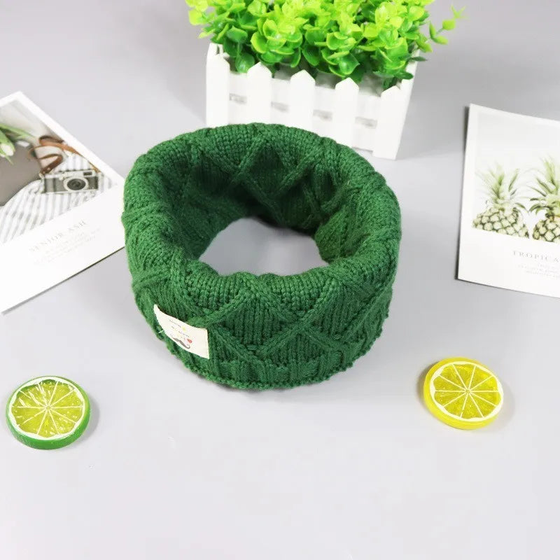 JAMONT Cute Cotton Winter Baby Neck Ring Scarf LICs Children's Girls Boys Knitted Wool O-Scarves for Kids Solid Warm Snood Braga