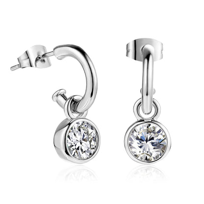 ZHOUYANG Stud Earrings for Women Classic Six Claw Clear AAA+Cubic Zirconia Rose Gold Color Fashion Jewelry for Girls KAE094