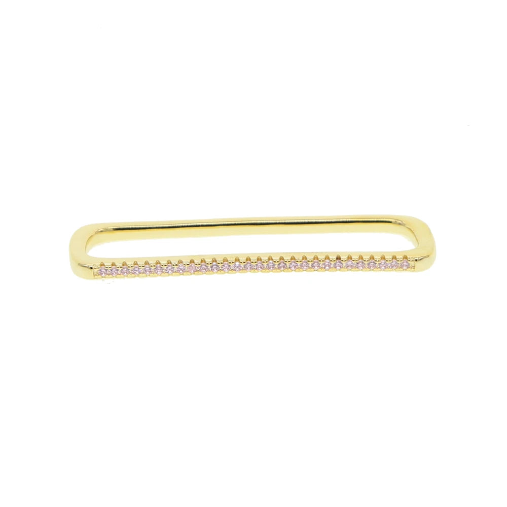 Fashion Women Jewelry 1 Piece Ear Cuff No Piercing Ear Clip White Rainbow Cz Rectangle Cuff Earring