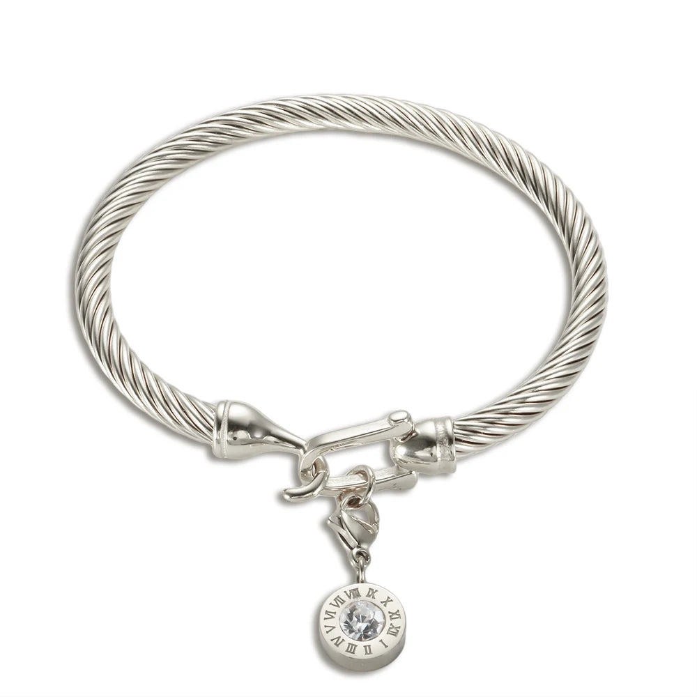 MSX Gold Plating Stainless Steel Bangles Bracelets Vintage Love Roman Numerals Wristband Bracelets Bangles for Men Women