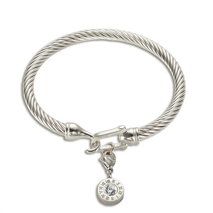 MSX Gold Plating Stainless Steel Bangles Bracelets Vintage Love Roman Numerals Wristband Bracelets Bangles for Men Women