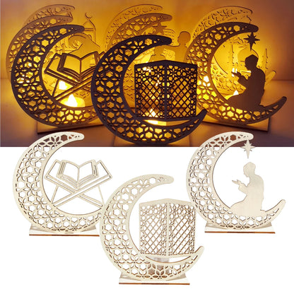 Fengrise Wooden EID Mubarak Decor 2023 Happy Ramadan Decor for Home Islamic Muslim Party Supplies Ramadan Kareem Eid Al Adha