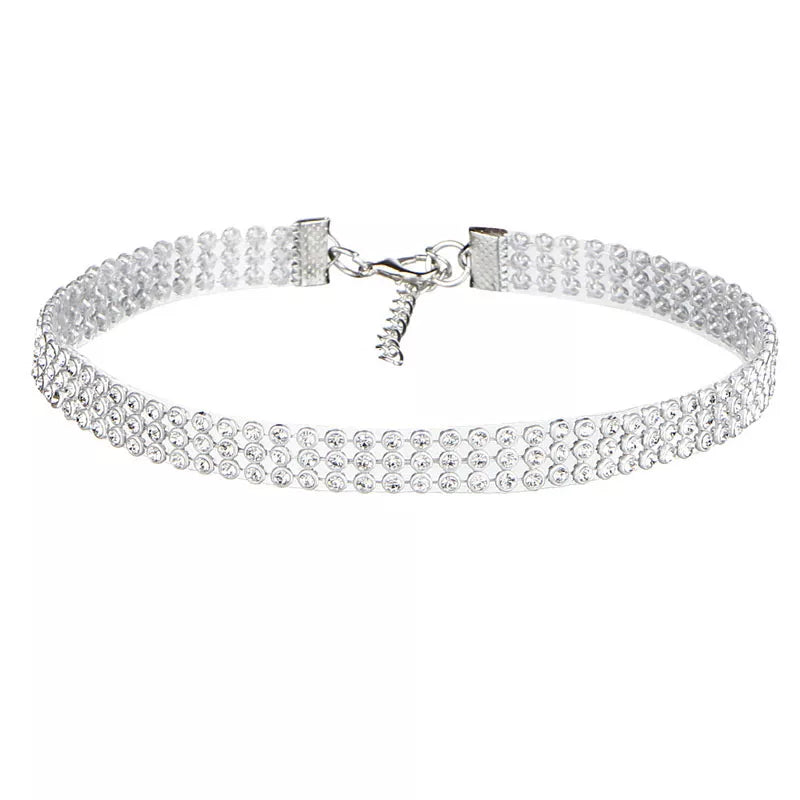 SUMENG 2024 European Style Women Bundle Neck Element Necklace Jewelry Punk Hip Hop Choker Inlay Rhinestone Collar