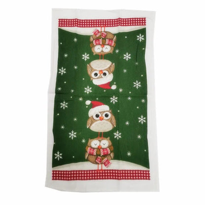 1Pc 38x65cm Thin Christmas Santa Claus Printed Polyester Kitchen Dishcloth Cleaning Cloth Tea Towel Xmas Party