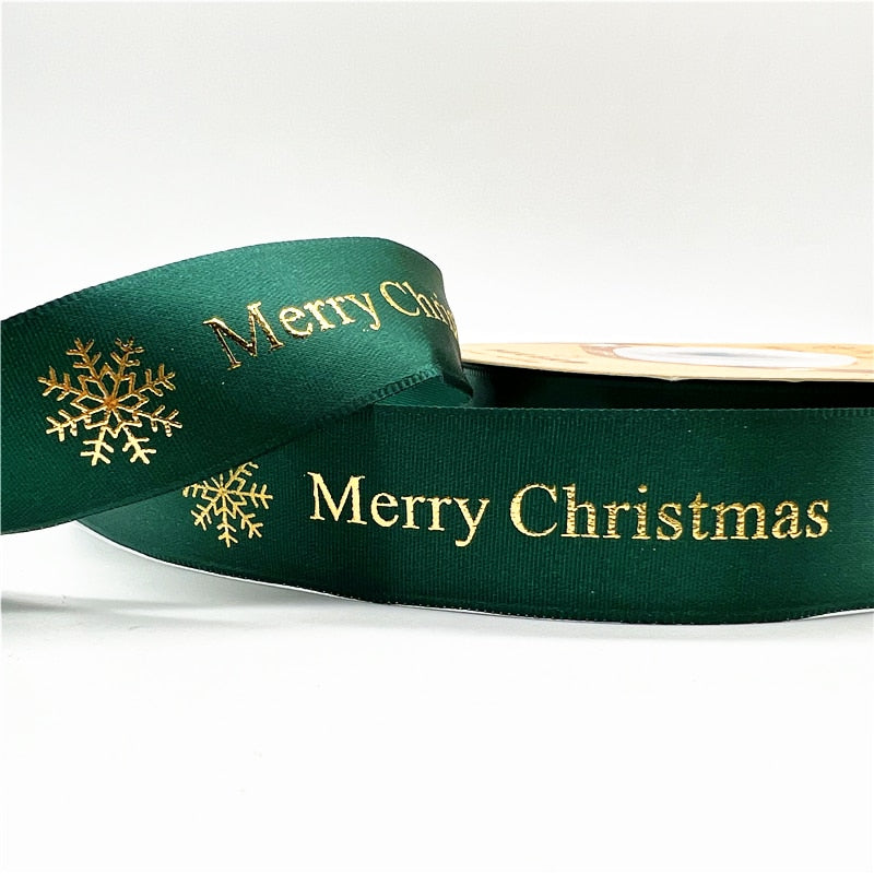 5yards 1inch 25mm Christmas Ribbon Printed Christmas Polyester Ribbon for Handmade Design Christmas Decoration