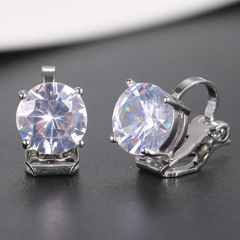 Water Drop Cubic Zirconia Clip Earrings With Elegant Blue Stone Earrings for Punk Girl Party Pendientes Mujer Moda